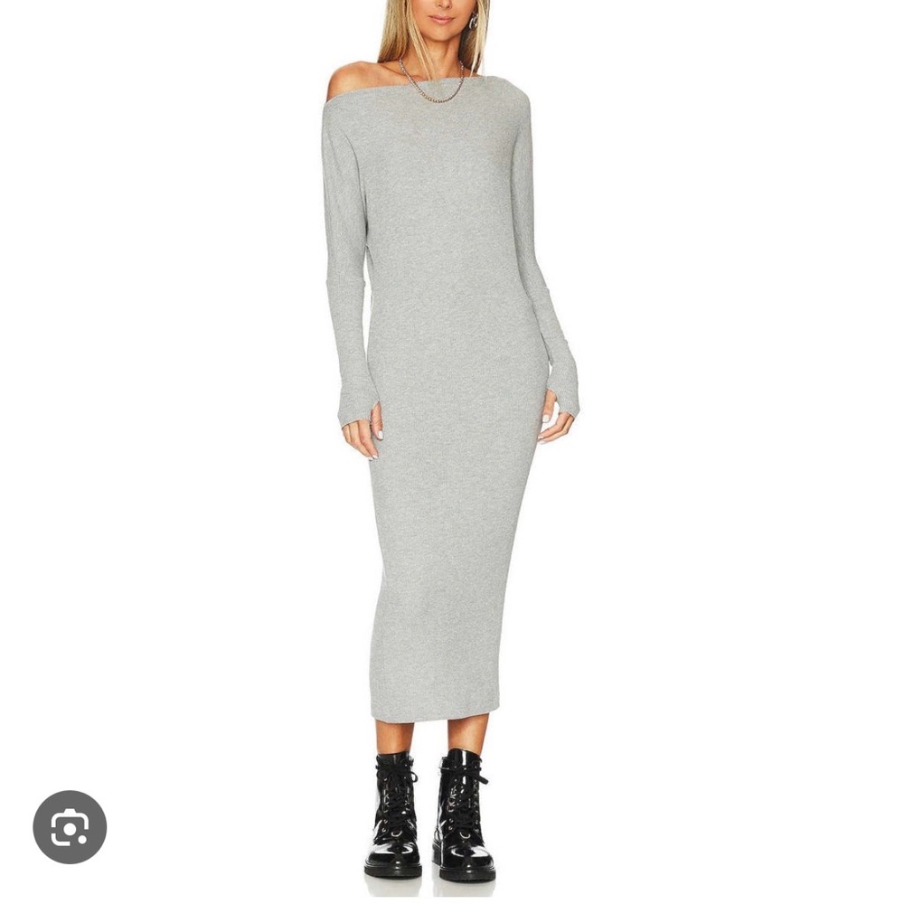 Enza Costa Sweater Knit Slouch Dress in Heather Gray